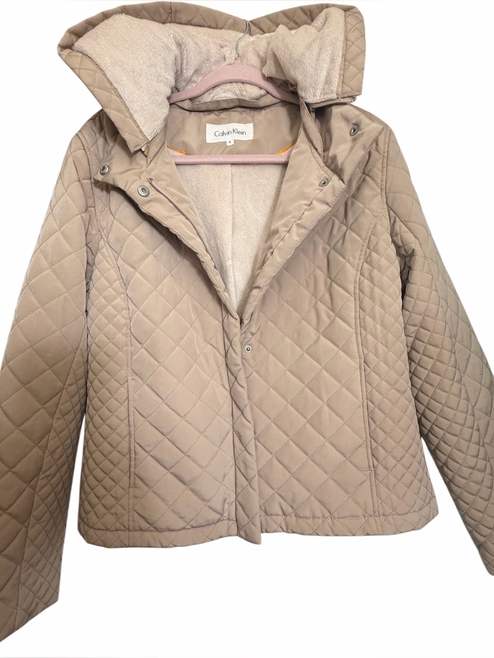 Calvin Klein Quilted Hooded Faux Fur Lined Coat